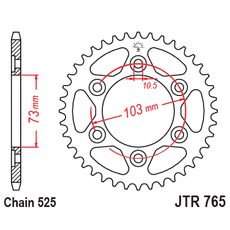 Ketten Rad JT JTR 765-42ZBK 42T, 525 Zink schwarz