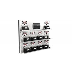 Stainless steel wall panel with predisposition for housing 10 chargers and electric panel (optional) LV8 EQPCPO-01