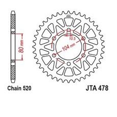 Aluminium-Ketten Rad JT JTA 478-49BLK 49T, 520 schwarz