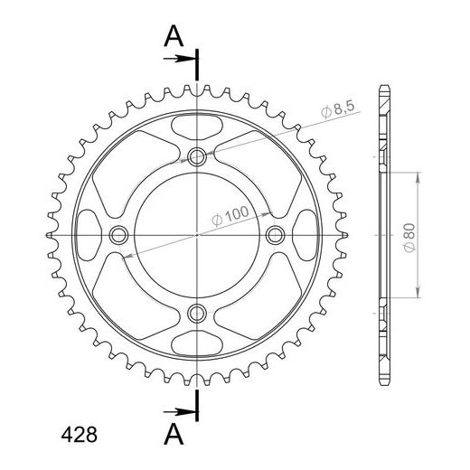 Ketten Rad SUPERSPROX RFE-1204:46-BLK schwarz 46T, 428