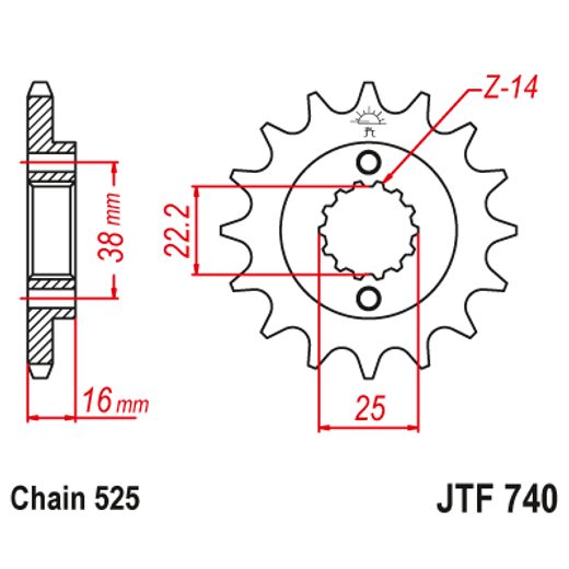 Ritzel JT JTF 740-15 15T, 525