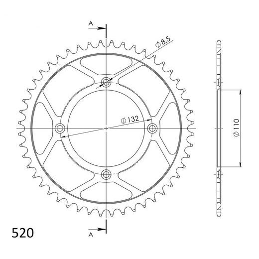 Ketten Rad SUPERSPROX RFE-720:48-BLK schwarz 48T, 520