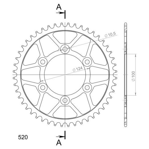 Ketten Rad SUPERSPROX RFE-735:48-BLK schwarz 48T, 520