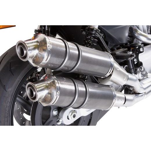 Dual slip-on exhaust GPR POPPY TONDO HD.10.PT Carbon look including removable db killers and link pipes