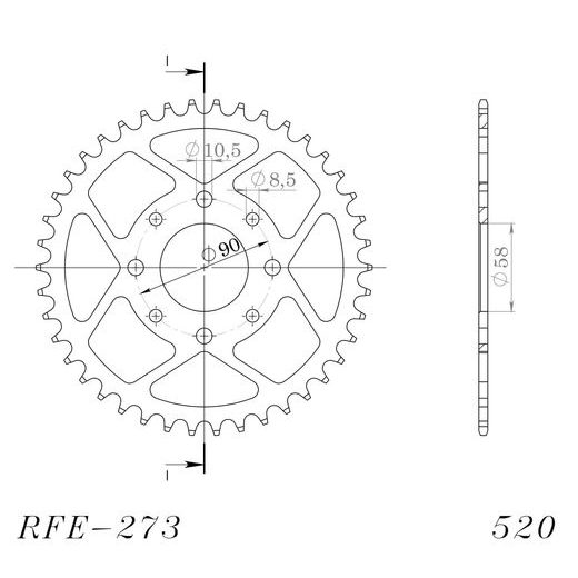 Ketten Rad SUPERSPROX RFE-273:45-BLK schwarz 45T, 520