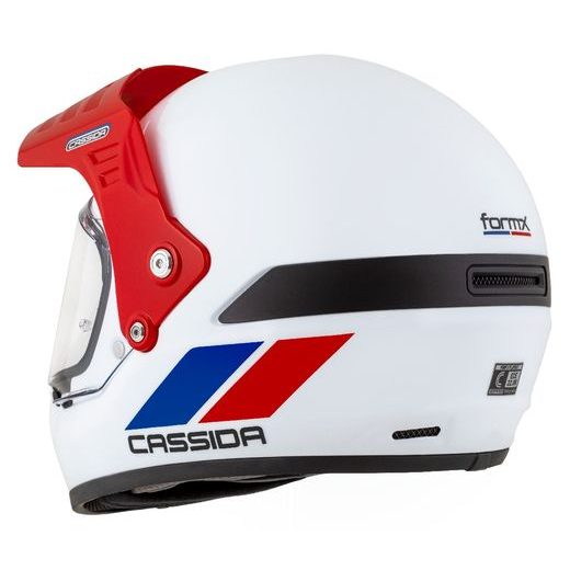 Motocross Helmet CASSIDA FORMX FLATOUT white/ blue/ red/ red peak 2XL