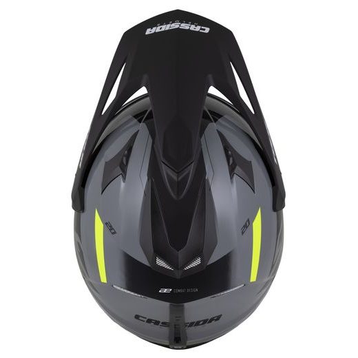 Motocross Helmet CASSIDA TOUR 2.0 X-TRA gray/yellow fluo/black/black matt peak M