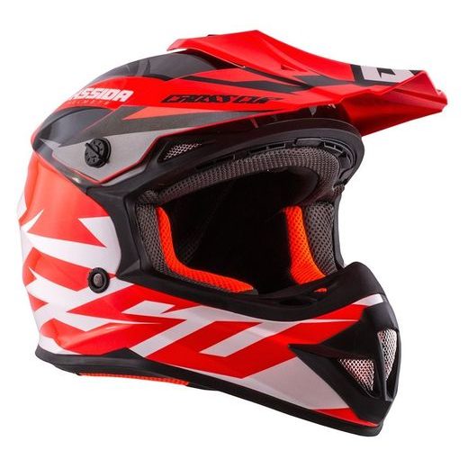 Motocross Helmet CASSIDA CROSS CUP JUNIOR orange fluo / white / black / grey