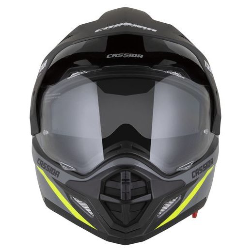 Motocross Helmet CASSIDA TOUR 2.0 X-TRA gray/yellow fluo/black/black matt peak S