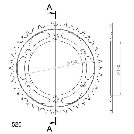 Ketten Rad SUPERSPROX RFE-245:42-BLK schwarz 42T, 520