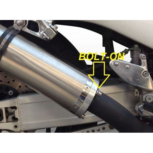 Bolt-on silencer GPR INOX TONDO S.28.CAT.IT Brushed Stainless steel including removable db killer and catalyst