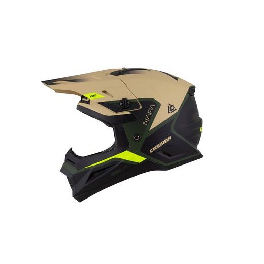 Motocross Helmet CASSIDA CROSS CUP 2 NAPA JUNIOR sand/green/yellow fluo/black matt L