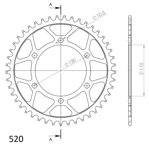 Ketten Rad SUPERSPROX RFE-486:45-BLK schwarz 45T, 520