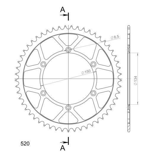 Ketten Rad SUPERSPROX RFE-460:53-BLK schwarz 53T, 520