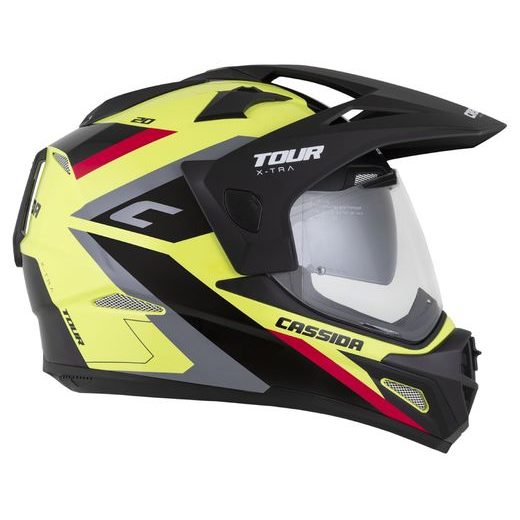 Motocross Helmet CASSIDA TOUR 2.0 X-TRA yellow fluo/black/red/gray/black matt peak XS