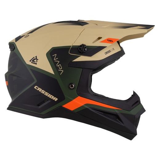 Motocross Helmet CASSIDA CROSS CUP 2 NAPA sand/ green/ orange/ black matt XS