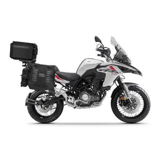 Set of SHAD TERRA TR40 adventure saddlebags and SHAD TERRA aluminium top case TR55 PURE BLACK, including mounting kit SHAD BENELLI TRK 502X