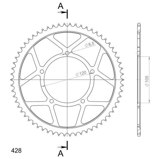 Ketten Rad SUPERSPROX RFE-26:62-BLK schwarz 62T, 428