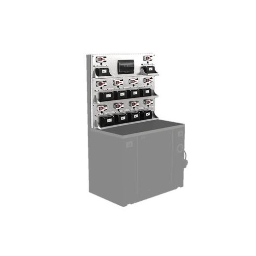 Stainless steel wall panel with predisposition LV8 EQPCP0-01 for housing 10 chargers and electric panel (optional)