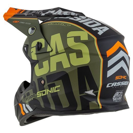 Motocross Helmet CASSIDA CROSS CUP SONIC matt green /orange 2XL