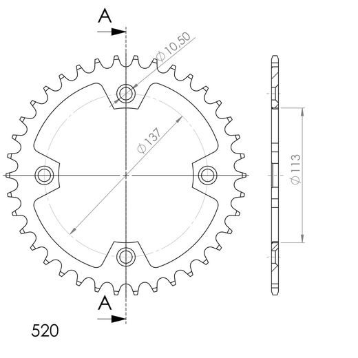 Ketten Rad SUPERSPROX RFE-1760:38-BLK schwarz 38T, 520