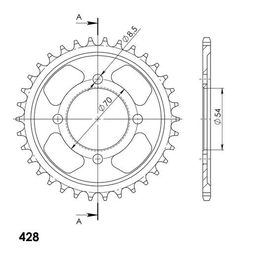 Ketten Rad SUPERSPROX RFE-263:34-BLK schwarz 34T, 428