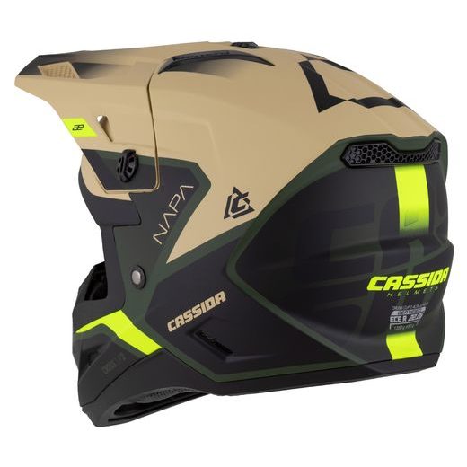 Motocross Helmet CASSIDA CROSS CUP 2 NAPA JUNIOR sand/green/yellow fluo/black matt S