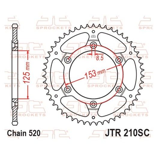 Ketten Rad JT JTR 210-49SC 49T, 520 Self Cleaning Lightweight