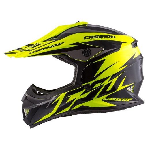 Motocross Helmet CASSIDA CROSS CUP JUNIOR yellow fluo / black / grey