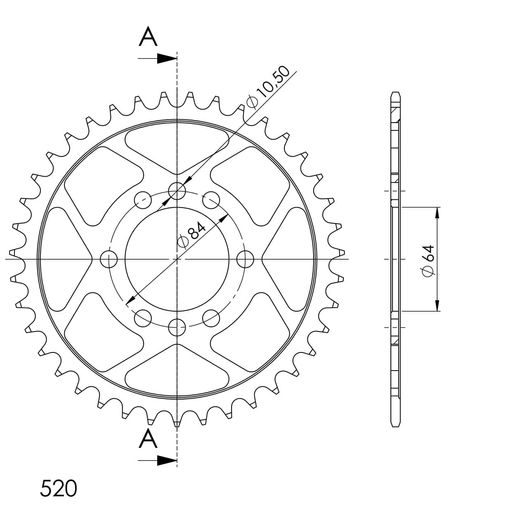 Ketten Rad SUPERSPROX RFE-1826:39-BLK schwarz 39T, 520