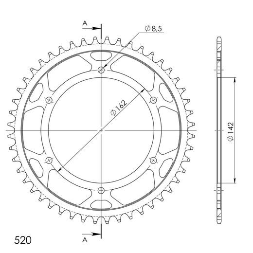 Ketten Rad SUPERSPROX RFE-1785:48-BLK schwarz 48T, 520