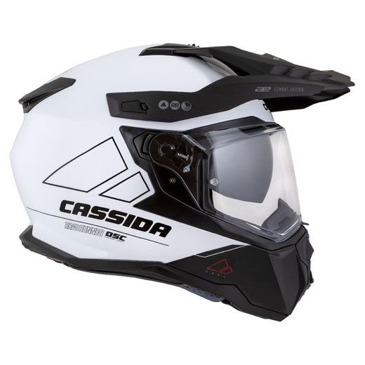 Motocross Helmet CASSIDA ROAD RUNNER DUAL white/ black/ black matt peak XS