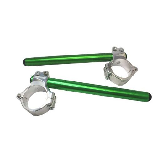 Aluminium-forged clip-ons ACCOSSATO CP003 with metal clamp composed of 2 half-rings 10 degrees inclination, green