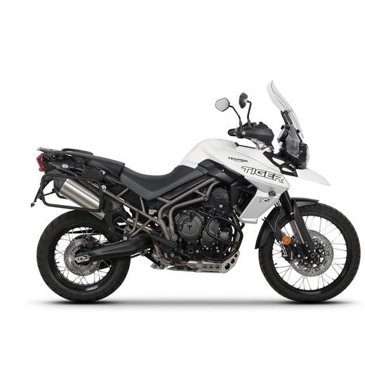 Complete set of black aluminum cases SHAD TERRA, 48L topcase + 36L / 47L side cases, including mounting kit and plate SHAD TRIUMPH Tiger 800