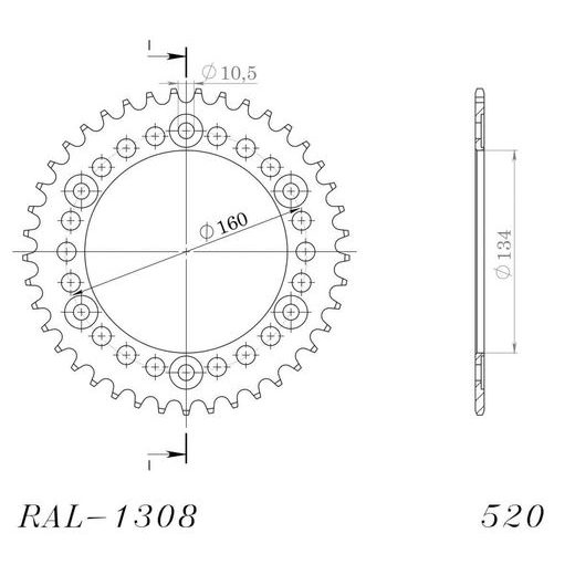 Aluminium-Ketten Rad SUPERSPROX RAL-1308:45-BLU blau 45T, 520