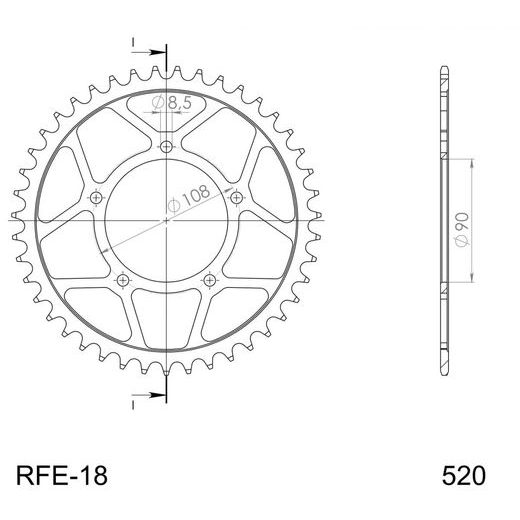 Ketten Rad SUPERSPROX RFE-18:46-BLK schwarz 46T, 520