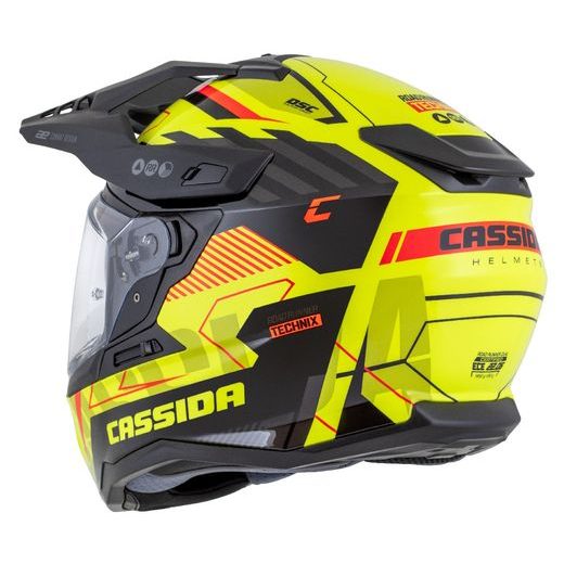 Motocross Helmet CASSIDA ROAD RUNNER TechniX yellow fluo/ black/ orange/ grey/ black matt peak XL