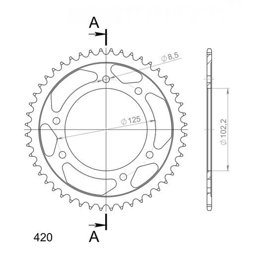 Ketten Rad SUPERSPROX RFE-1132:48-BLK schwarz 48T, 420
