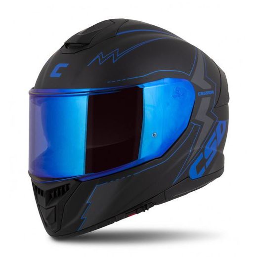 Full face helmet CASSIDA Integral GT 2.1 Flash matt black/ metallic blue/ dark grey 3XL