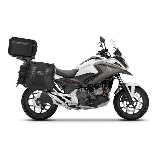 Set of SHAD TERRA TR40 adventure saddlebags and SHAD TERRA aluminium top case TR55 PURE BLACK, including mounting kit SHAD HONDA NC750X