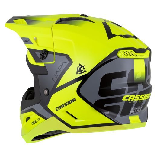 Motocross Helmet CASSIDA CROSS CUP 2 NAPA JUNIOR yellow fluo/black/pearl gray XL