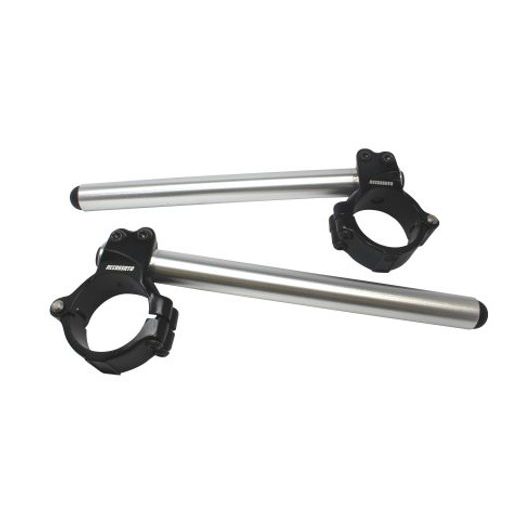 Aluminium-forged clip-ons ACCOSSATO CP003 with metal clamp composed of 2 half-rings 10 degrees inclination, silver