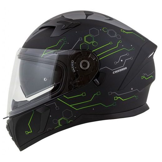 Full face helmet CASSIDA INTEGRAL 3.0 HACK matt black /green XL