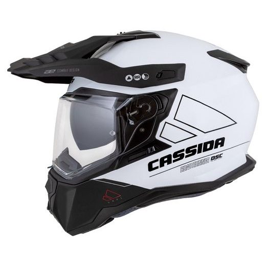 Motocross Helmet CASSIDA ROAD RUNNER DUAL white/ black/ black matt peak M