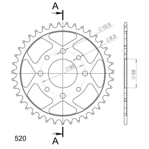 Ketten Rad SUPERSPROX RFE-273:39-BLK schwarz 39T, 520