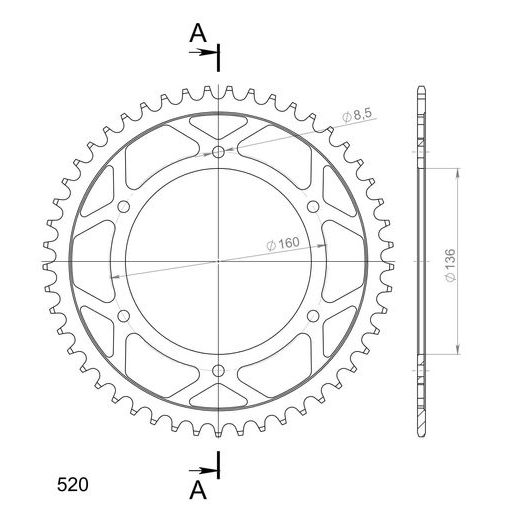Ketten Rad SUPERSPROX RFE-5:49-BLK schwarz 49T, 520