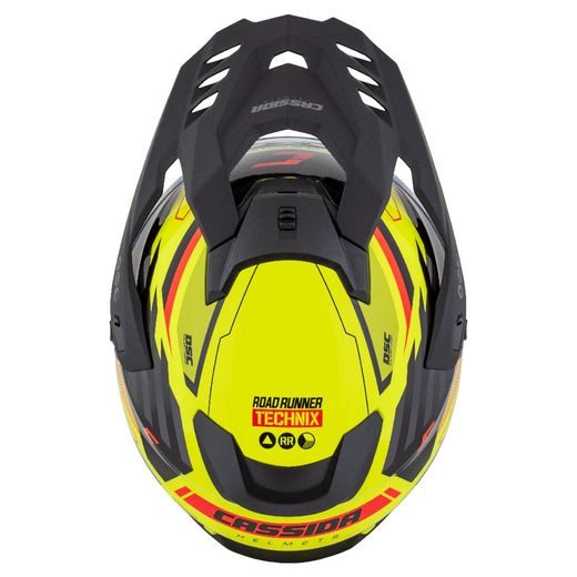 Motocross Helmet CASSIDA ROAD RUNNER TechniX yellow fluo/ black/ orange/ grey/ black matt peak XL