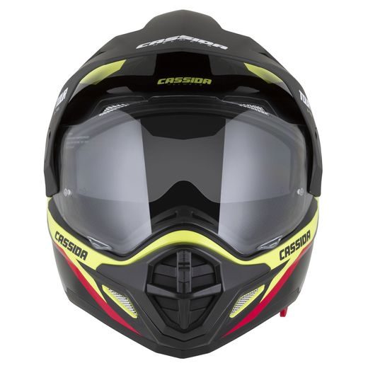 Motocross Helmet CASSIDA TOUR 2.0 X-TRA yellow fluo/black/red/gray/black matt peak M