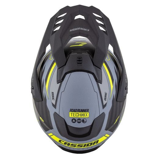 Motocross Helmet CASSIDA ROAD RUNNER TechniX grey matt/ black/ yellow fluo/ black matt peak 2XL