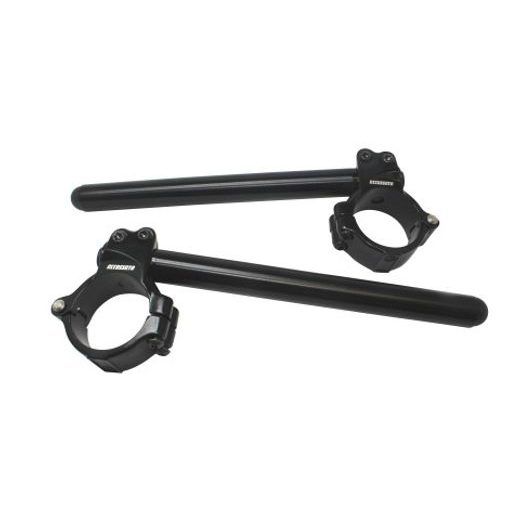 Aluminium-forged clip-ons ACCOSSATO CP003 with metal clamp composed of 2 half-rings 10 degrees inclination, black